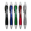 Union Printed "Ripples" Colored Clicker Pen w/ Silver Trim